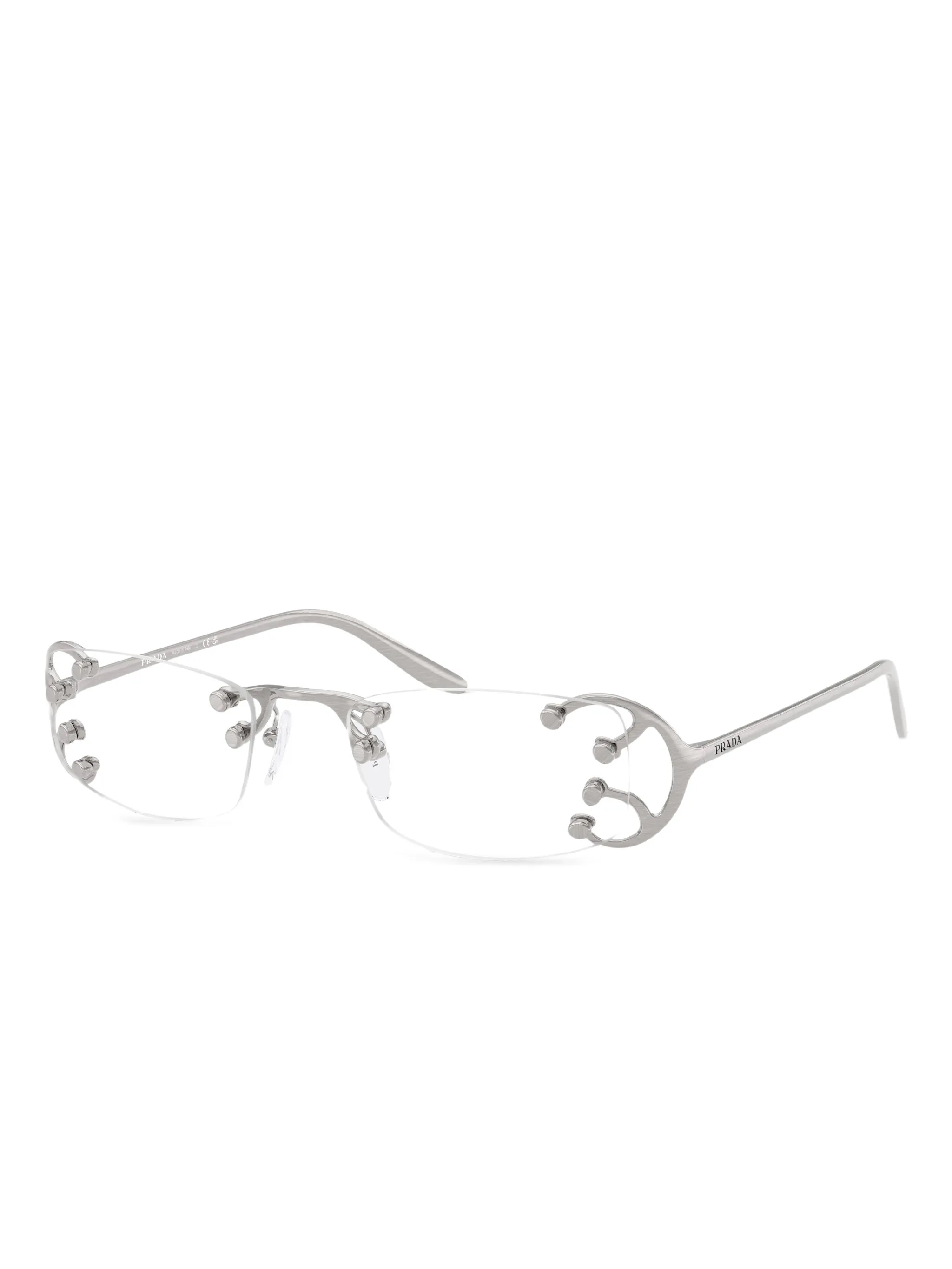 Prada Eyewear rimless metallic-detail glasses